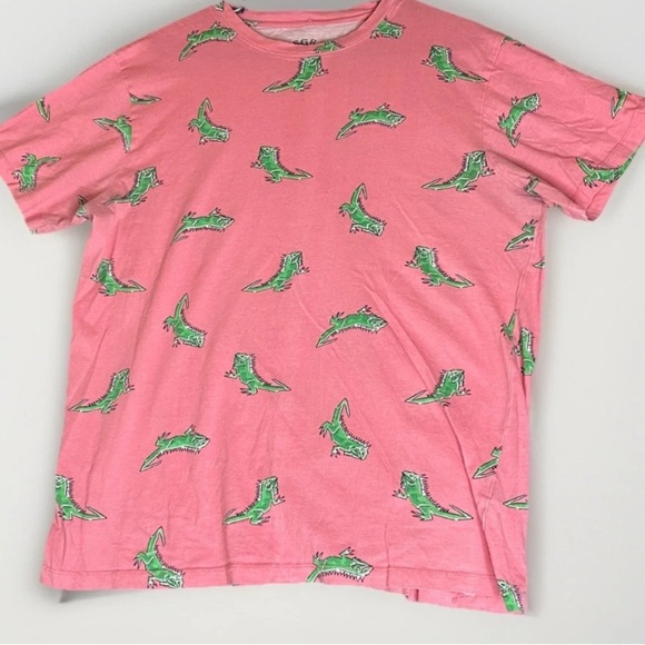 Iguana Mens T-Shirt XL Pink 100% Cotton Made In India All Over Print Summer Vibe - Picture 1 of 8